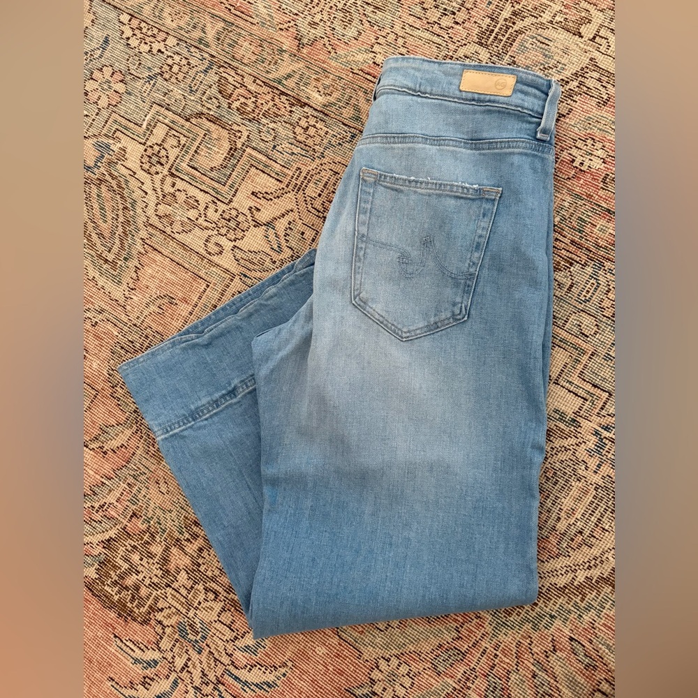 NWT/ AG Saige Mid-Rise Dana Point (Light Blue)Wide-Leg Cropped Jeans - Picture 11 of 14